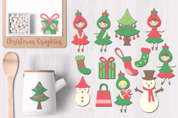 Christmas Tree, Girls, and Gift for Crafts