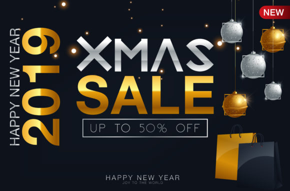 Vector Horizontal Banner Design for Christmas Sale